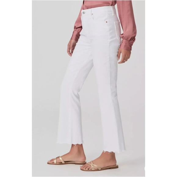 PAIGE DENIM NWT Claudine Live in Kick Flare Denim Jean Crisp White // 26 - Picture 3 of 14